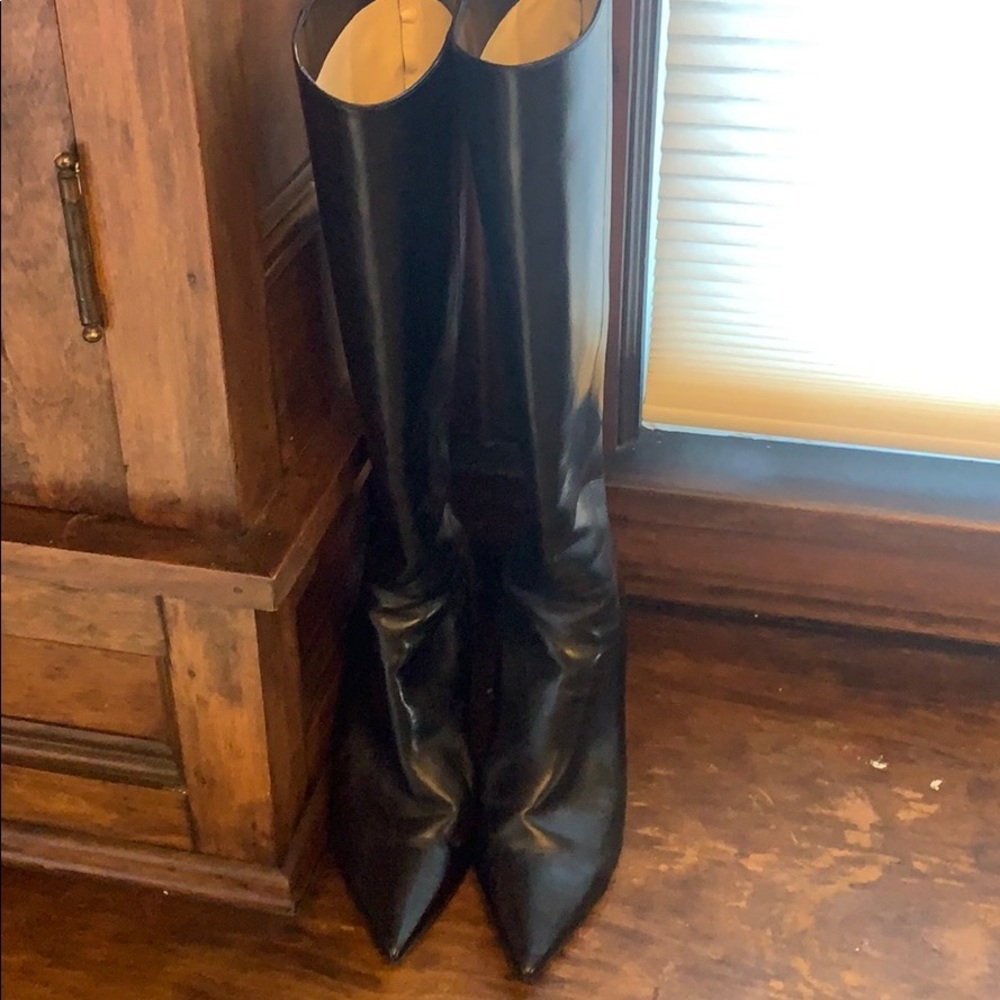 Jimmy Choo Black Kid leather knee high boots